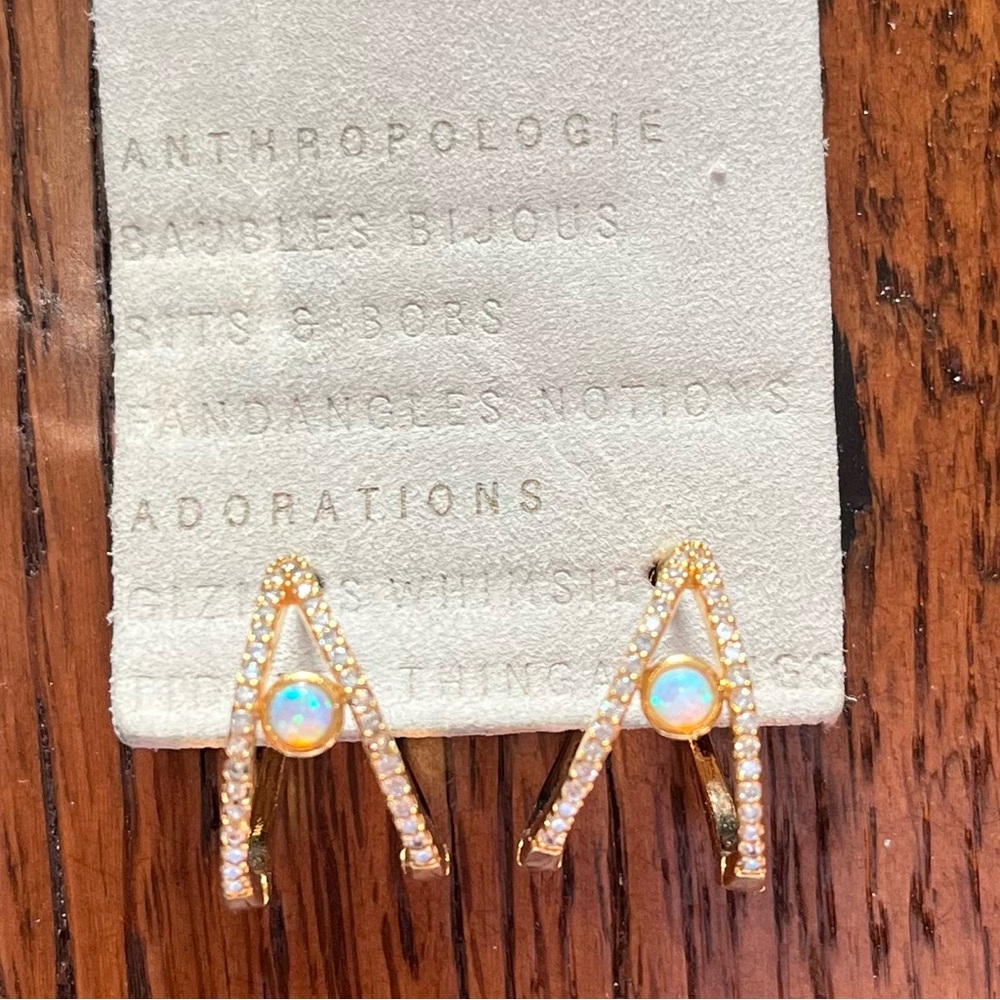 Anthropologie Double Hoop Huggie Earrings - Picture 2 of 3